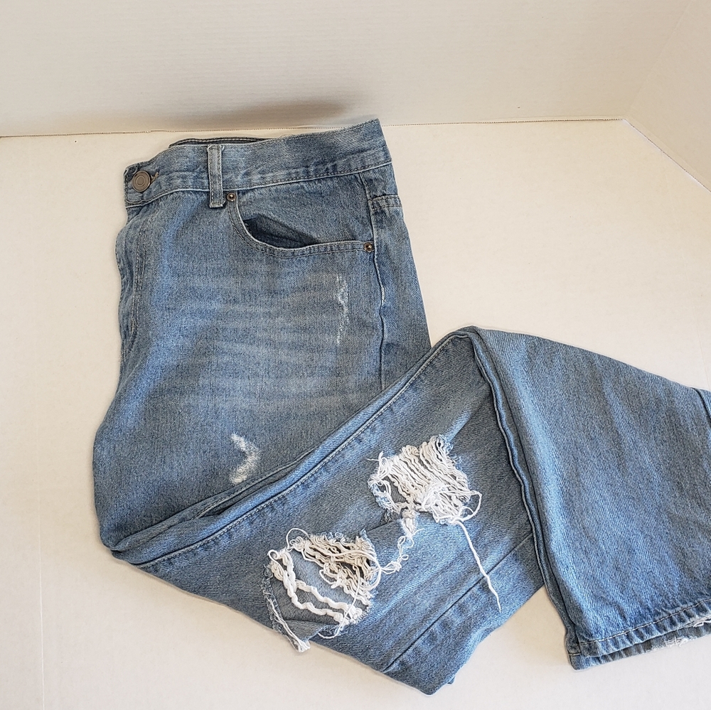Black Prienium Brand Denim Ripped Jeans